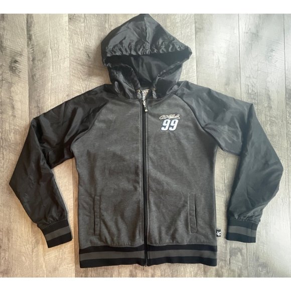 Edwards 99 Nascar Womens XL Jacket Hooded Zip‎ Up Gray Chase Authentics Fitted - Picture 1 of 6